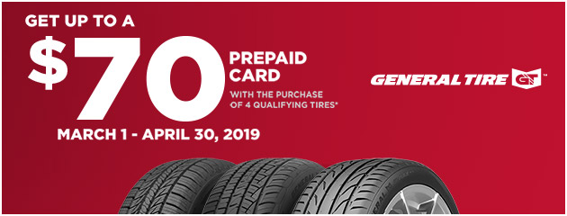 General Tire - Up to $70 Prepaid Card
